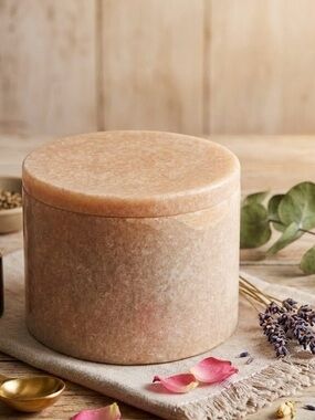 Kassatex Rossa Rose Marble Canister Jar NEW Bathroom Makeup Stone Aesthetic